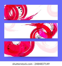Abstract Brush Stroke Social Media Banner or Header Set with Copy Space.