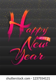 Texto de pincel abstracto El año nuevo feliz sobre fondo negro puede utilizarse como diseño de tarjeta de felicitación.