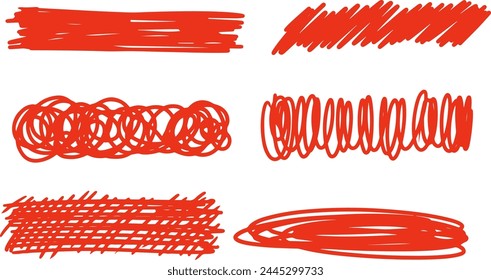 Abstract brush stroke underline. Marker scribbles set. Doodle hand drawn. Vector illustration.