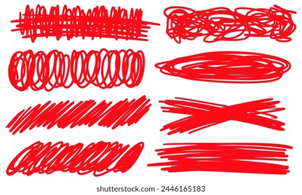 Abstract brush stroke underline. Marker scribbles set. Doodle hand drawn. Vector illustration.