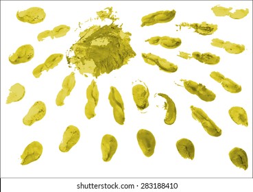 Abstract brush stroke to use as a background, header or as a creative design element. Stylish grungy texture with bright sun pattern