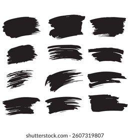 Abstract Brush Stroke Vector Set - Grunge Ink Texture Elements