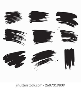 Abstract Brush Stroke Vector Set - Grunge Ink Texture Elements