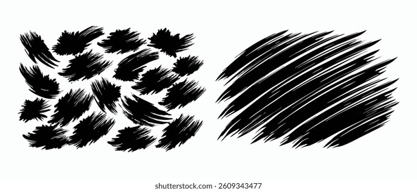 Abstract Brush Strokes: Black and White Design Elements