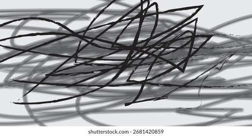 Abstract Brush Strokes: Dynamic Black and Gray Lines Composition