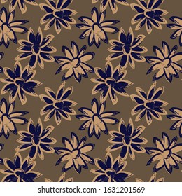 Abstract Brush Strokes Floral Seamless. Pattern for fashion prints, patterns, backgrounds.