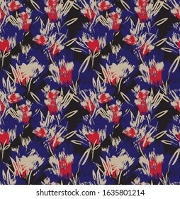 Abstract Brush Strokes Floral Seamless Pattern for fashion prints, patterns, backgrounds