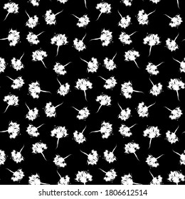 Abstract brush strokes floral seamless pattern with Black and white colors for fashion prints, patterns, textile, wrapping and backgrounds.