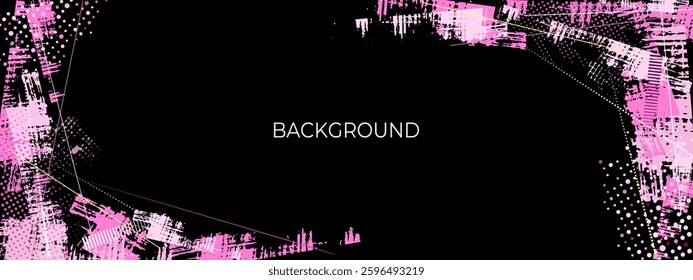Abstract brush strokes with halftone effect. Design for banner, poster, sale. Scratch and texture elements for design. Vector image.	