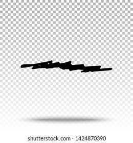 Abstract Brush Strokes Isolated on Transparent Background. Vector Hand Drawn Pencil Scratch Design Elements. Grunge Ink Texture. Grunge Shapes and Lines.