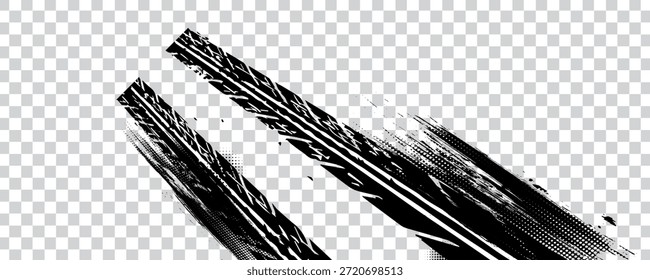 Abstract Brush Strokes Isolated on Transparent Background. 