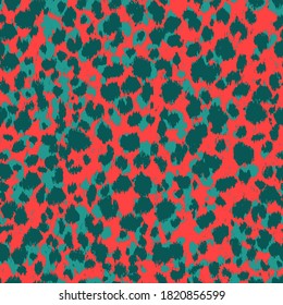 Abstract Brush Strokes Leopard Cheetah Animal Skin Endless Vector Pattern Isolated Background
