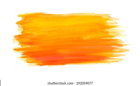 Abstract Brush Strokes, Orange Watercolor Background, Vector