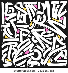 Abstract brush strokes pattern featuring vibrant accents in elegant handwritten calligraphy lettering style