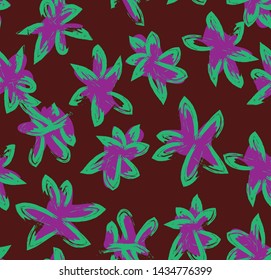 Abstract Brush Strokes Seamless Floral Print Background