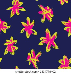 Abstract Brush Strokes Seamless Floral Print Background