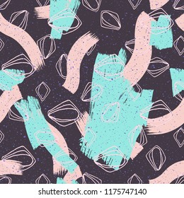 Abstract Brush Strokes Seamless Pattern , Grainy Texture . 