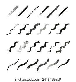 Abstract brush strokes set. Artistic lines collection. Paintbrush grunge elements. Vector illustration. EPS 10.