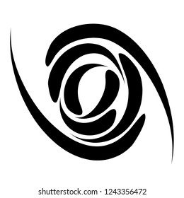 An abstract brush style vector Hurricane symbol in black on a white isolated background