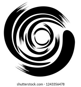 An abstract brush style vector Hurricane symbol in black on a white isolated background