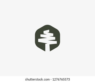 Abstract brush tree vector logotype.  Elegant oak park relax logo.