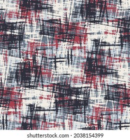 Abstract Brushed Canvas Textured Checked Pattern