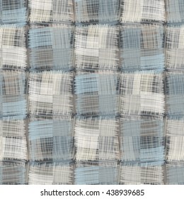 Abstract brushed checked motif. Seamless pattern.