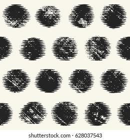 Abstract brushed polka dot  distressed textured background. Seamless pattern.