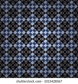 Abstract brushed squares textured background. Vector seamless pattern in black, violet and white colors.