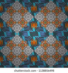 Abstract brushed squares textured background. Vector seamless pattern in green, gray and blue colors.