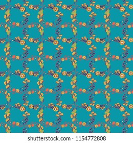 Abstract brushed squares textured background. Vector seamless pattern in blue, red and gray colors.