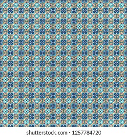Abstract brushed squares textured background. Vector seamless pattern in blue, gray and white colors.