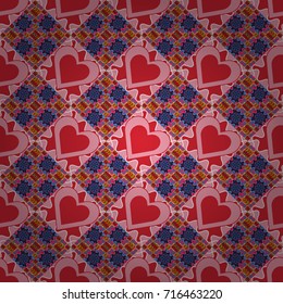 Abstract brushed squares textured background. Vector seamless pattern in pink, red and violet colors.