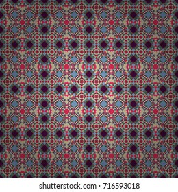Abstract brushed squares textured background. Vector seamless pattern in blue, neutral and gray colors.