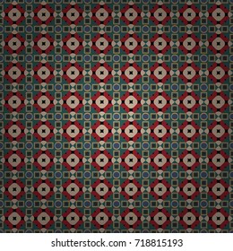 Abstract brushed squares textured background. Vector seamless pattern in red, blue and beige colors.