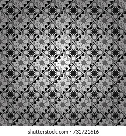 Abstract brushed squares textured background. Vector seamless pattern in white, gray and black colors.