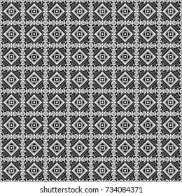 Abstract brushed squares textured background. Vector seamless pattern in black, white and gray colors.