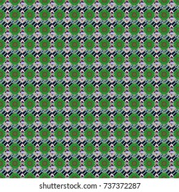Abstract brushed squares textured background. Vector seamless pattern in black, green and blue colors.