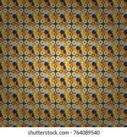 Abstract brushed squares textured background. Vector seamless pattern in orange, brown and gray colors.