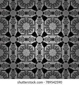 Abstract brushed squares textured background. Vector seamless pattern in white, gray and black colors.