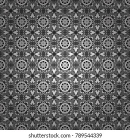 Abstract brushed squares textured background. Vector seamless pattern in gray, black and white colors.