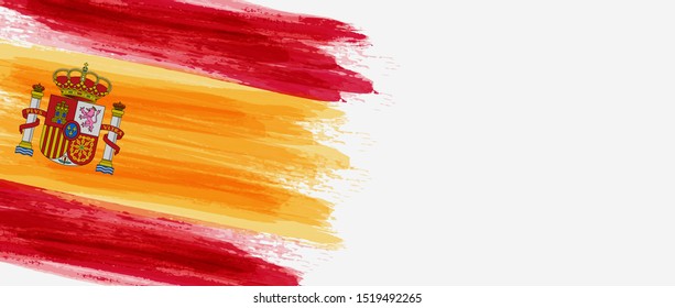 Abstract brushed watercolor flag of Spain. Holiday template background - for national holidays banner, invitation, postcard, background, poster.