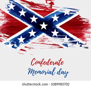 Abstract brushed watercolor imitation abstract flag of Confederate States of America. Background for Confederate memorial day.