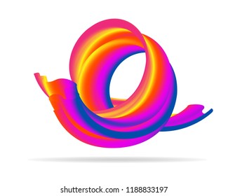 abstract brushstroke of acrylic paint, vector 3D illustration isolated on white background
