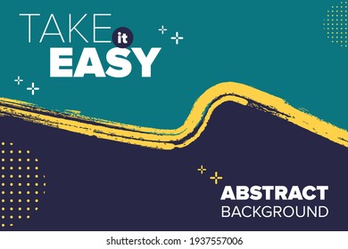 Abstract brushstroke background, flat colorful geometric shapes