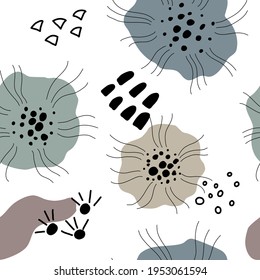 Abstract brushstroke background. Seamless pattern with brush strokes in vintage colors.free hand shape. fashion 80s-90s. memphis style design backdrop.illustration.