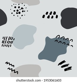 Abstract brushstroke background. Seamless pattern with brush strokes in vintage colors.free hand shape. fashion 80s-90s. memphis style design backdrop.illustration.