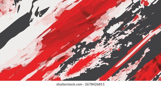 Abstraktes Pinselstrich-Design mit Rot-, Weiß- und Schwarz-Farben
