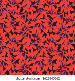 Abstract Brushstroke Floral seamless Pattern  - It is a tropical floral pattern suitable for fashion prints, swimwear, backgrounds, websites, wallpaper, crafts