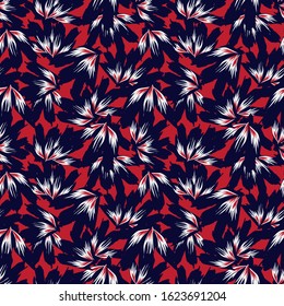 Abstract Brushstroke Floral seamless Pattern  - It is a tropical floral pattern suitable for fashion prints, swimwear, backgrounds, websites, wallpaper, crafts